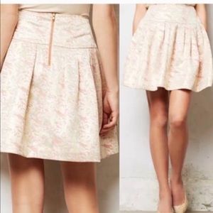 Anthropologie Pale Blush Floral A-Line Skirt